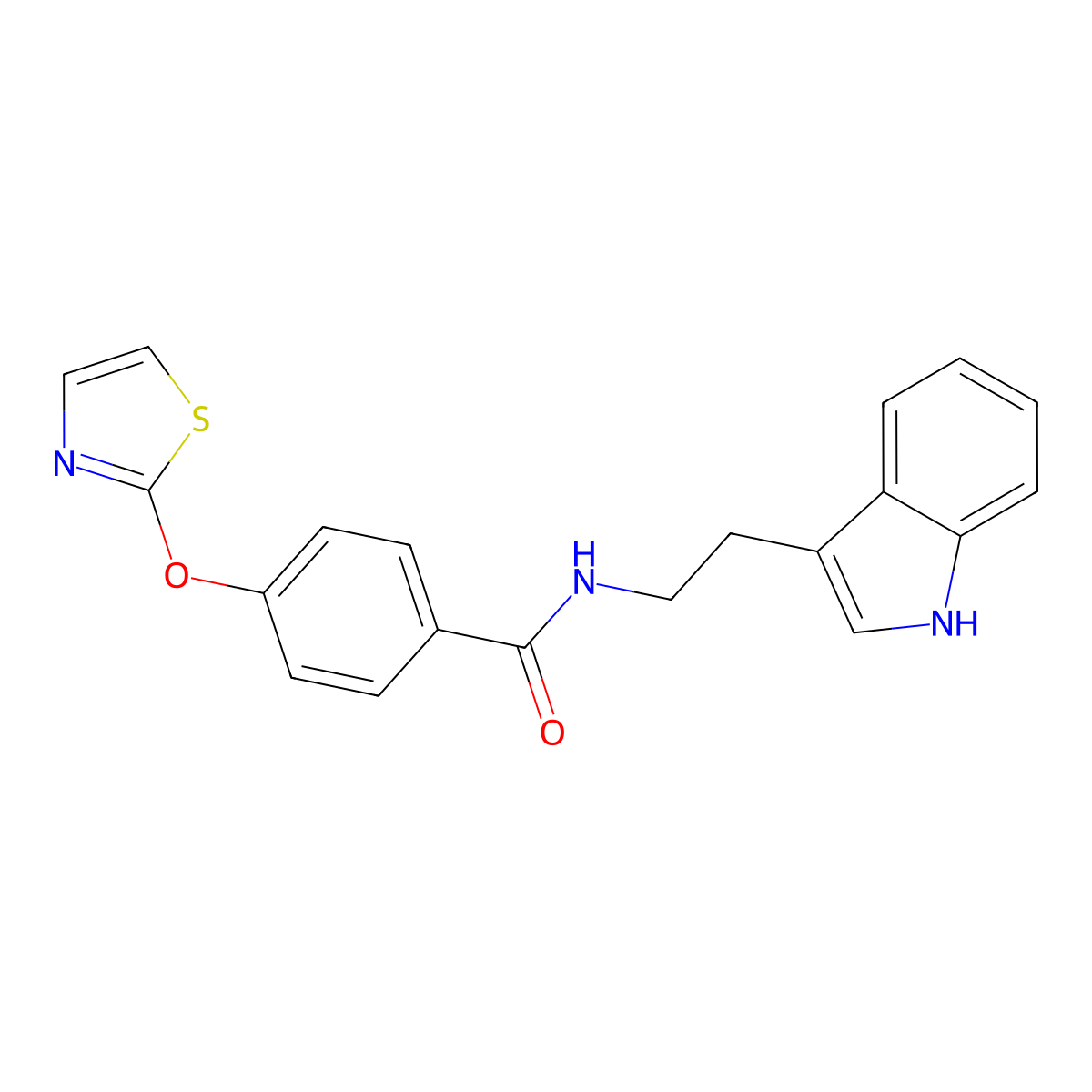 N-(2-(1H-indol-3-yl)ethyl)-4-(thiazol-2-yloxy)benzamide molecular structure, CAS 2034274-92-3