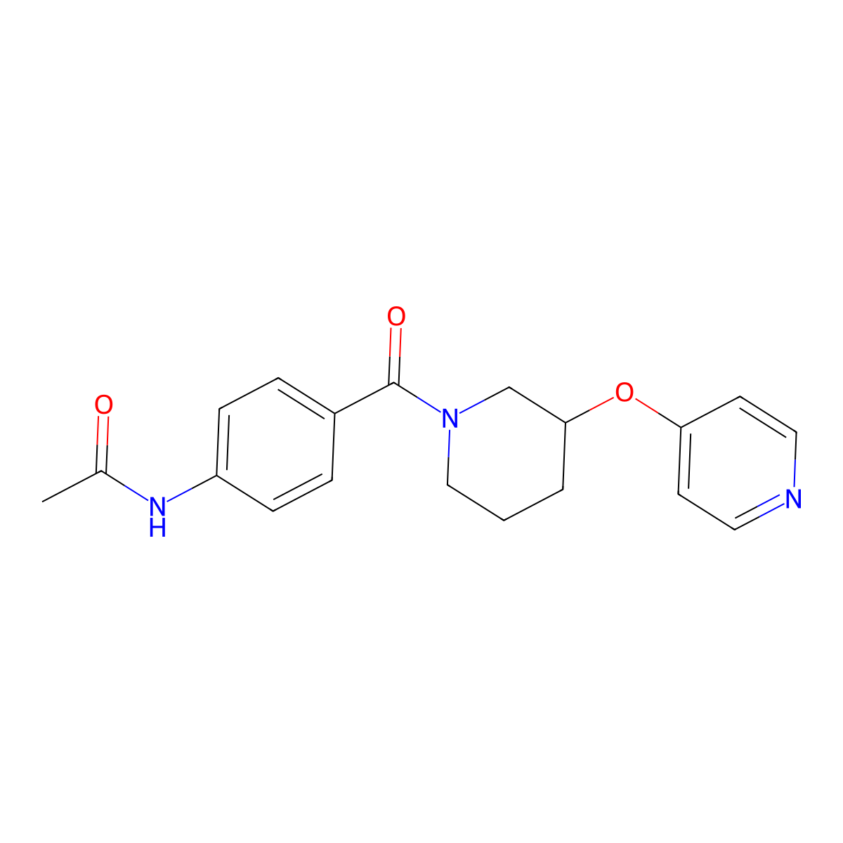 N-{4-[3-(pyridin-4-yloxy)piperidine-1-carbonyl]phenyl}acetamide molecular structure, CAS 2034274-96-7