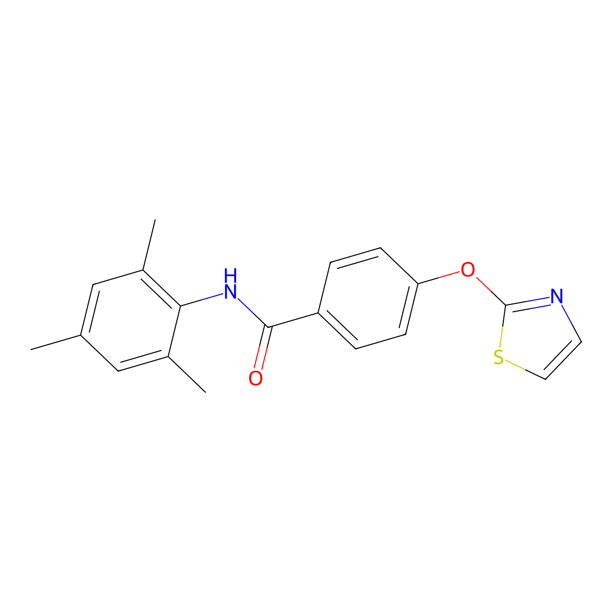 N-mesityl-4-(thiazol-2-yloxy)benzamide molecular structure, CAS 2034274-98-9