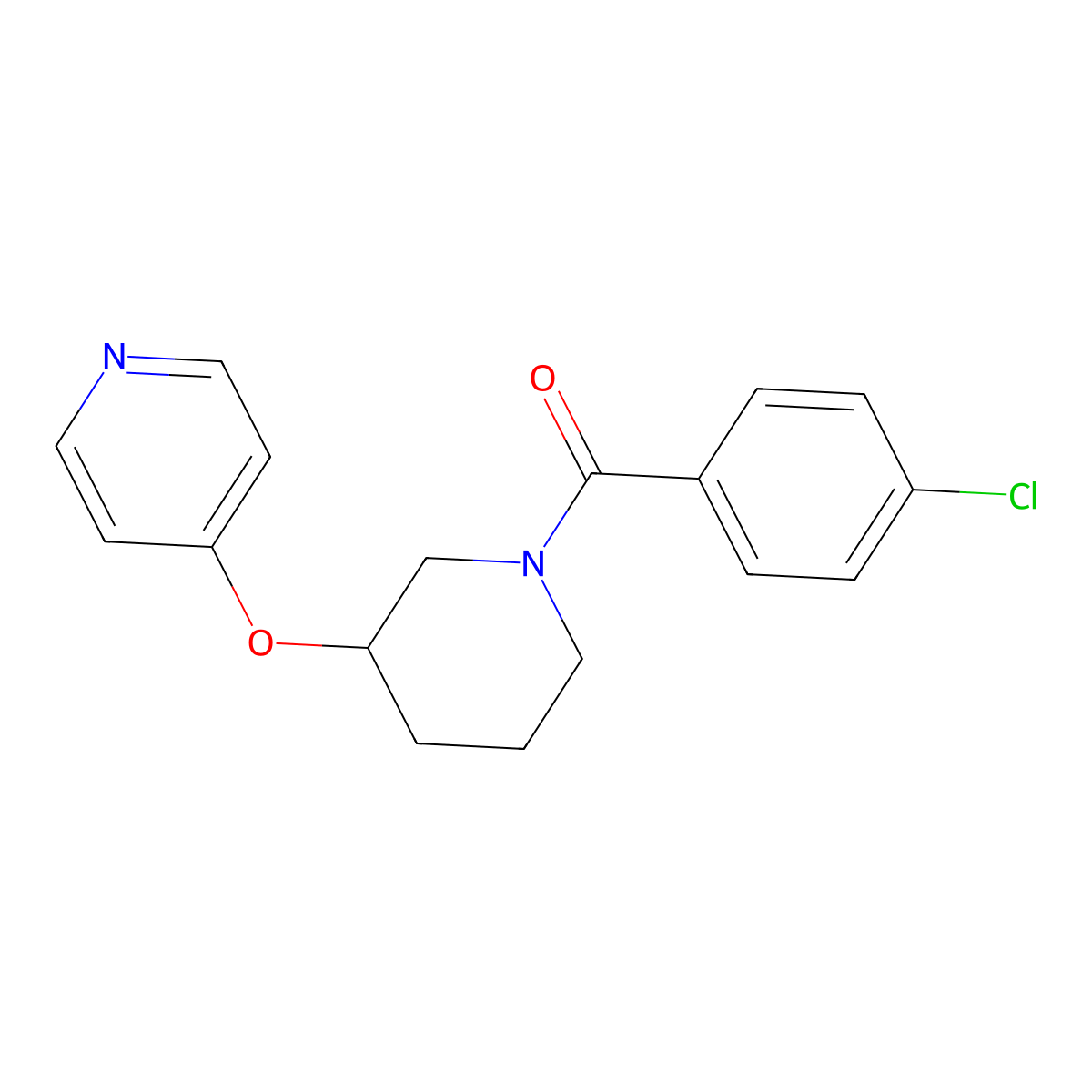 (4-Chlorophenyl)(3-(pyridin-4-yloxy)piperidin-1-yl)methanone molecular structure, CAS 2034275-00-6