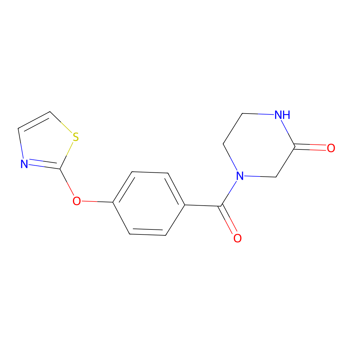 4-(4-(Thiazol-2-yloxy)benzoyl)piperazin-2-one molecular structure, CAS 2034275-01-7