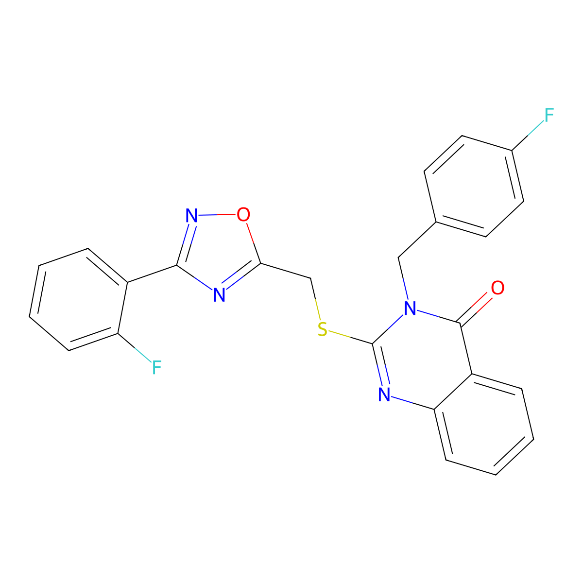 3-(4-fluorobenzyl)-2-(((3-(2-fluorophenyl)-1,2,4-oxadiazol-5-yl)methyl)thio)quinazolin-4(3H)-one molecular structure, CAS 2034275-09-5