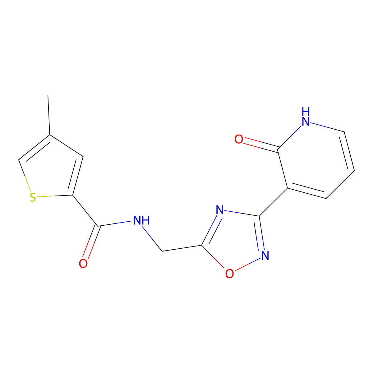 4-methyl-N-((3-(2-oxo-1,2-dihydropyridin-3-yl)-1,2,4-oxadiazol-5-yl)methyl)thiophene-2-carboxamide molecular structure, CAS 2034275-16-4