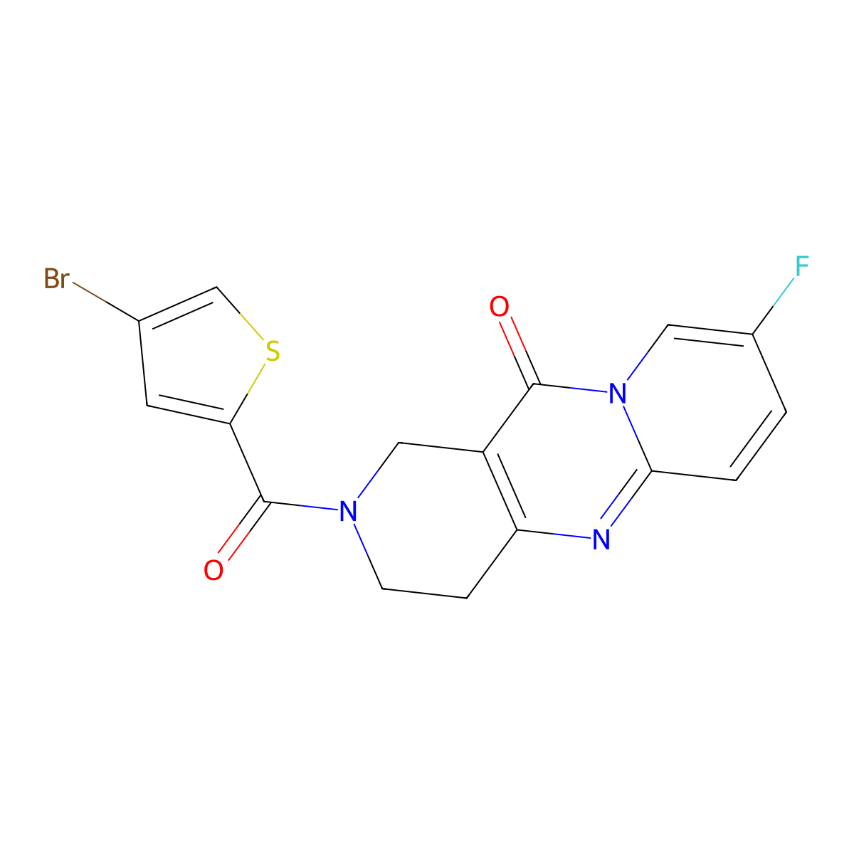 2-(4-bromothiophene-2-carbonyl)-8-fluoro-3,4-dihydro-1H-dipyrido[1,2-a:4',3'-d]pyrimidin-11(2H)-one molecular structure, CAS 2034275-24-4