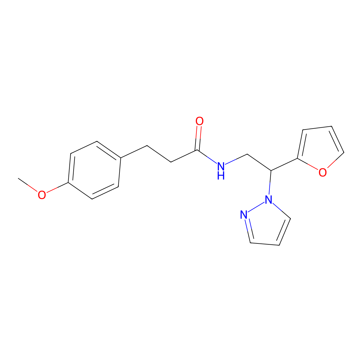 N-[2-(furan-2-yl)-2-(1H-pyrazol-1-yl)ethyl]-3-(4-methoxyphenyl)propanamide molecular structure, CAS 2034275-35-7