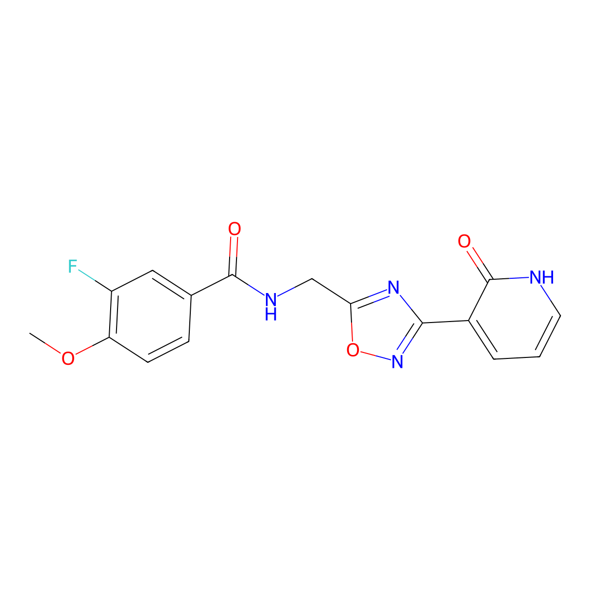 3-fluoro-4-methoxy-N-((3-(2-oxo-1,2-dihydropyridin-3-yl)-1,2,4-oxadiazol-5-yl)methyl)benzamide molecular structure, CAS 2034275-38-0