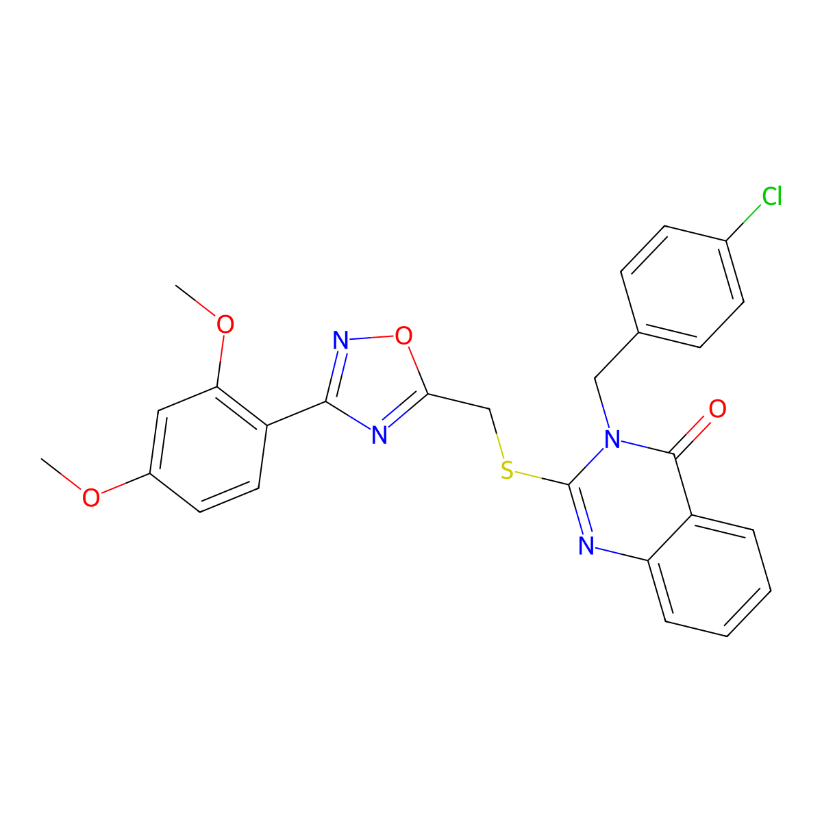3-(4-chlorobenzyl)-2-(((3-(2,4-dimethoxyphenyl)-1,2,4-oxadiazol-5-yl)methyl)thio)quinazolin-4(3H)-one molecular structure, CAS 2034275-39-1