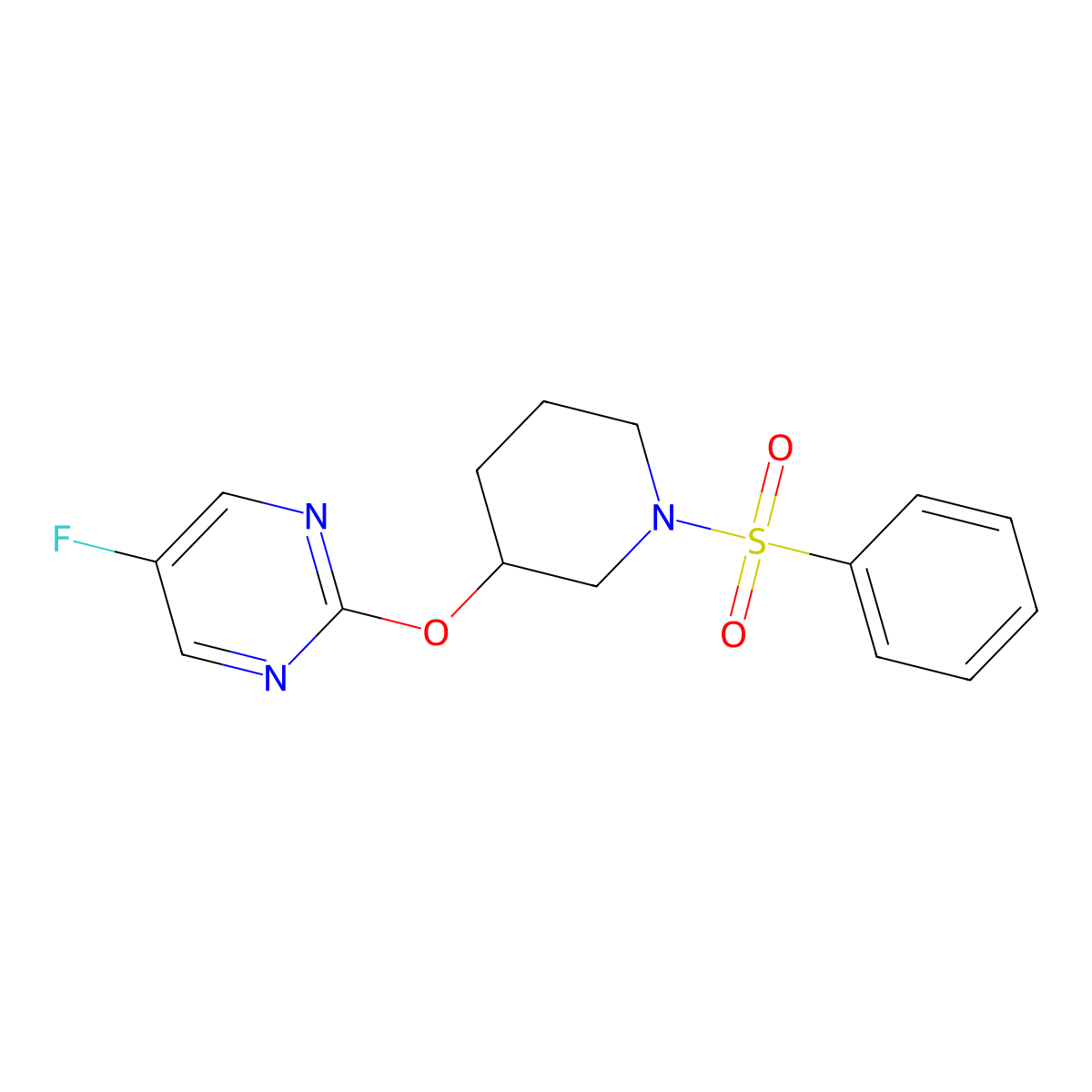 5-Fluoro-2-((1-(phenylsulfonyl)piperidin-3-yl)oxy)pyrimidine molecular structure, CAS 2034275-40-4