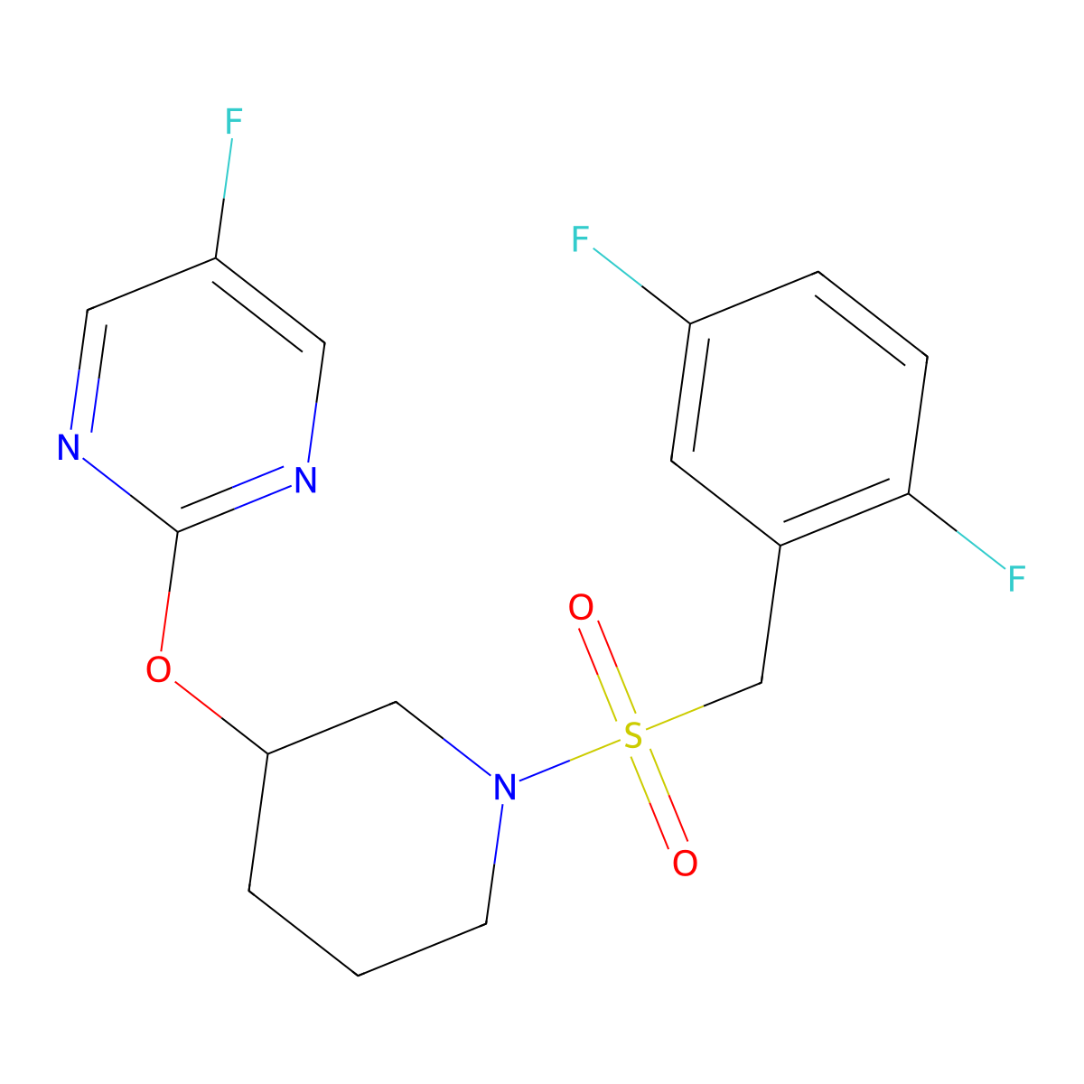 2-((1-((2,5-Difluorobenzyl)sulfonyl)piperidin-3-yl)oxy)-5-fluoropyrimidine molecular structure, CAS 2034275-61-9