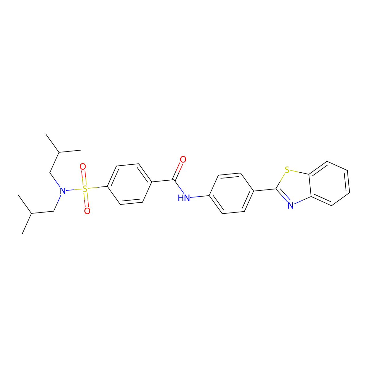 N-(4-(benzo[d]thiazol-2-yl)phenyl)-4-(N,N-diisobutylsulfamoyl)benzamide molecular structure, CAS 2034275-62-0