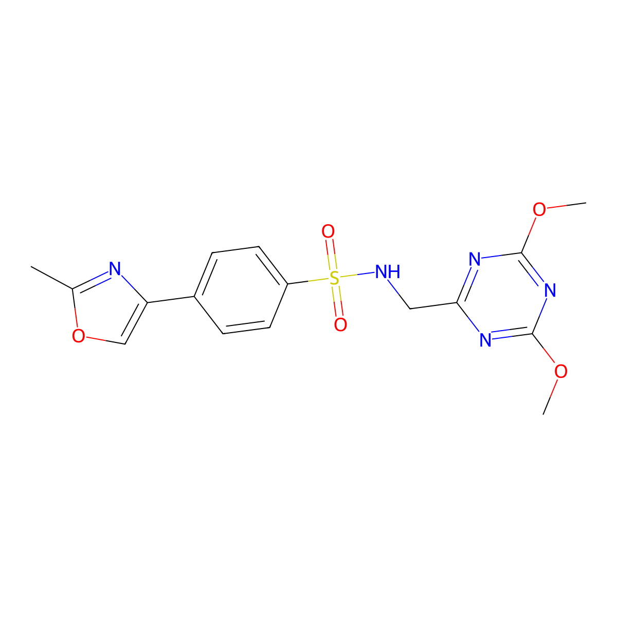N-((4,6-dimethoxy-1,3,5-triazin-2-yl)methyl)-4-(2-methyloxazol-4-yl)benzenesulfonamide molecular structure, CAS 2034275-64-2