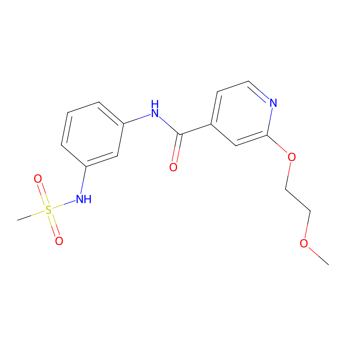 2-(2-methoxyethoxy)-N-(3-(methylsulfonamido)phenyl)isonicotinamide molecular structure, CAS 2034275-68-6