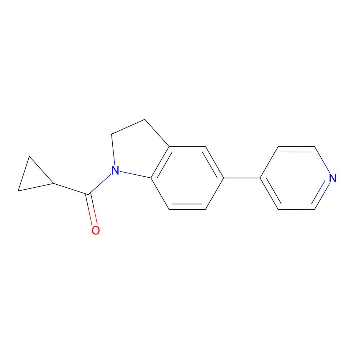 Cyclopropyl(5-(pyridin-4-yl)indolin-1-yl)methanone molecular structure, CAS 2034275-73-3
