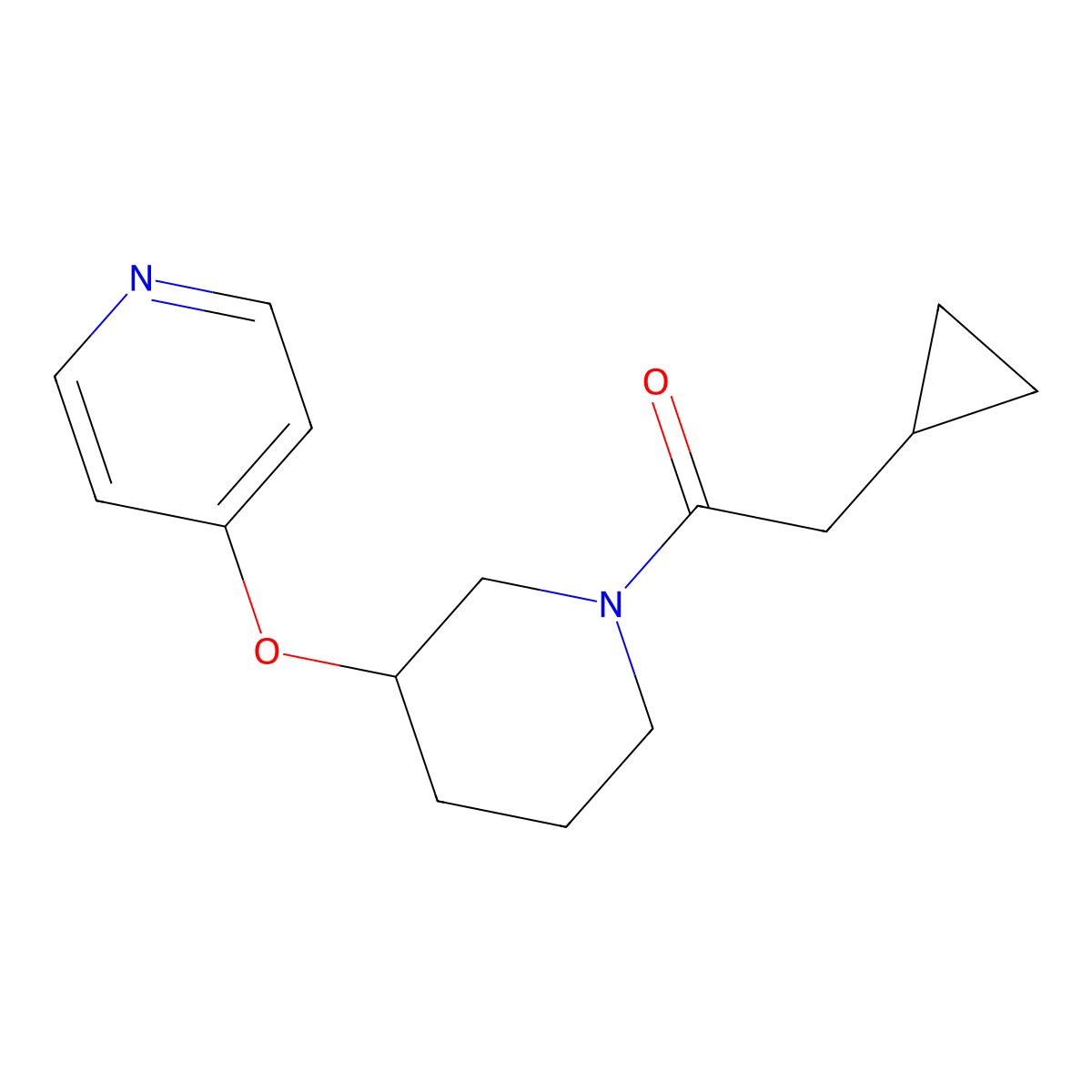 2-Cyclopropyl-1-(3-(pyridin-4-yloxy)piperidin-1-yl)ethanone molecular structure, CAS 2034275-75-5