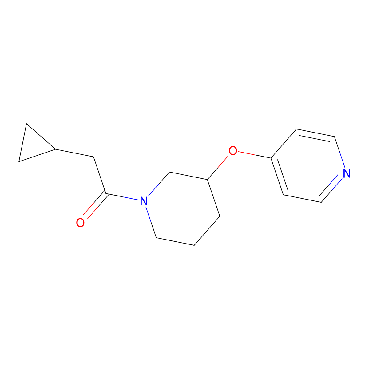 2-Cyclopropyl-1-(3-(pyridin-4-yloxy)piperidin-1-yl)ethanone molecular structure, CAS 2034275-75-5