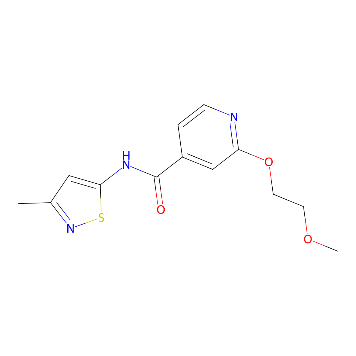 2-(2-methoxyethoxy)-N-(3-methylisothiazol-5-yl)isonicotinamide molecular structure, CAS 2034275-77-7
