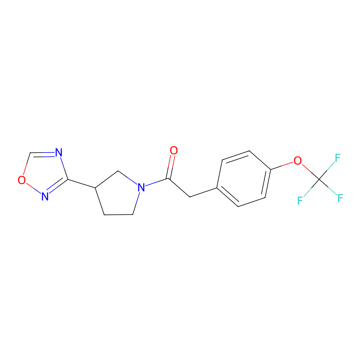 1-(3-(1,2,4-Oxadiazol-3-yl)pyrrolidin-1-yl)-2-(4-(trifluoromethoxy)phenyl)ethanone molecular structure, CAS 2034275-79-9