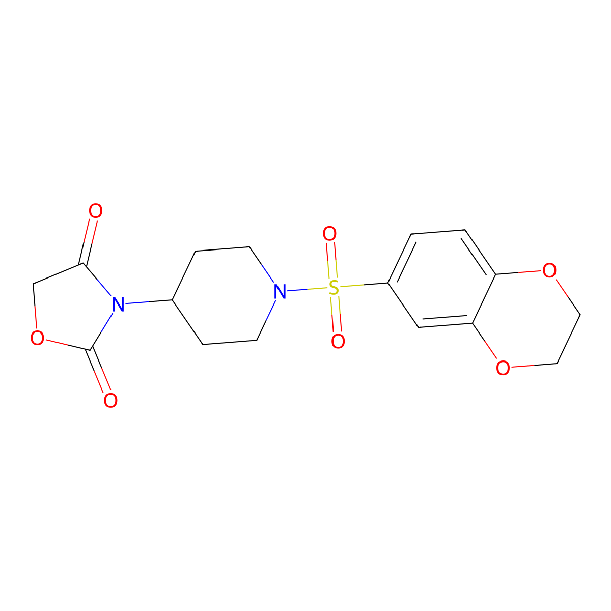 3-(1-((2,3-Dihydrobenzo[b][1,4]dioxin-6-yl)sulfonyl)piperidin-4-yl)oxazolidine-2,4-dione molecular structure, CAS 2034275-82-4