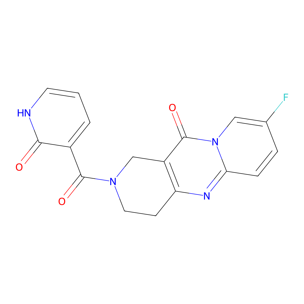 8-fluoro-2-(2-hydroxynicotinoyl)-3,4-dihydro-1H-dipyrido[1,2-a:4',3'-d]pyrimidin-11(2H)-one molecular structure, CAS 2034275-90-4