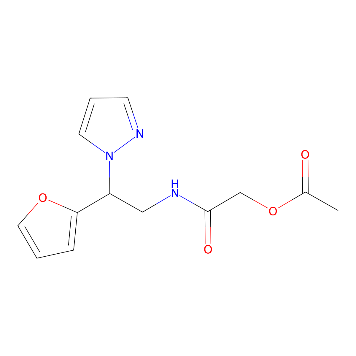 {[2-(furan-2-yl)-2-(1H-pyrazol-1-yl)ethyl]carbamoyl}methyl acetate molecular structure, CAS 2034275-98-2