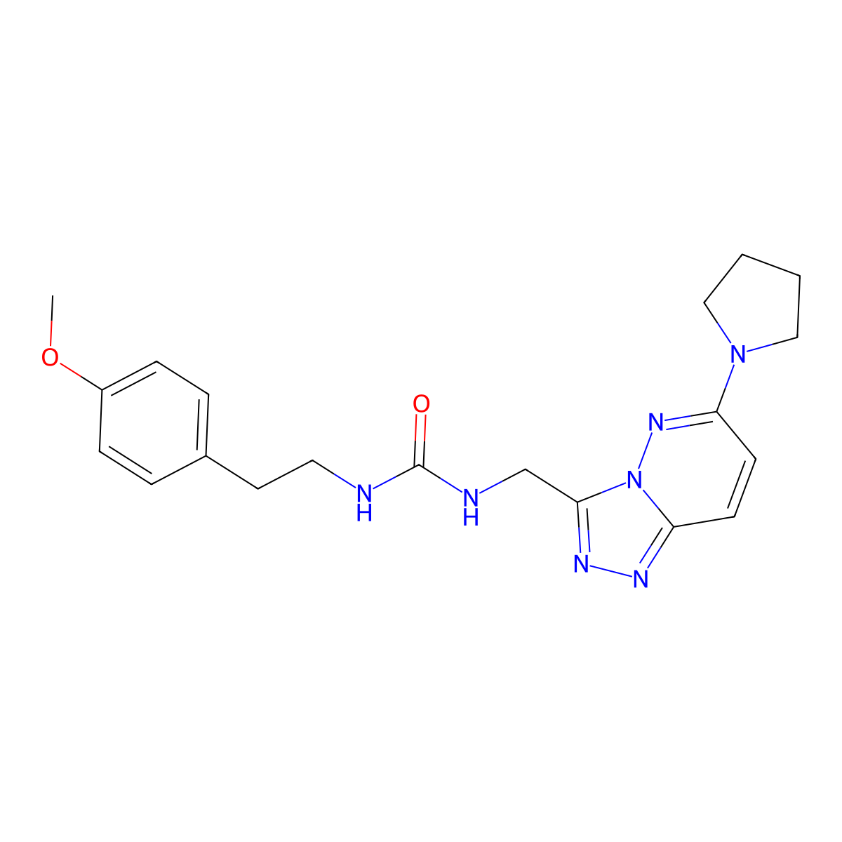 1-(4-Methoxyphenethyl)-3-((6-(pyrrolidin-1-yl)-[1,2,4]triazolo[4,3-b]pyridazin-3-yl)methyl)urea molecular structure, CAS 2034276-08-7