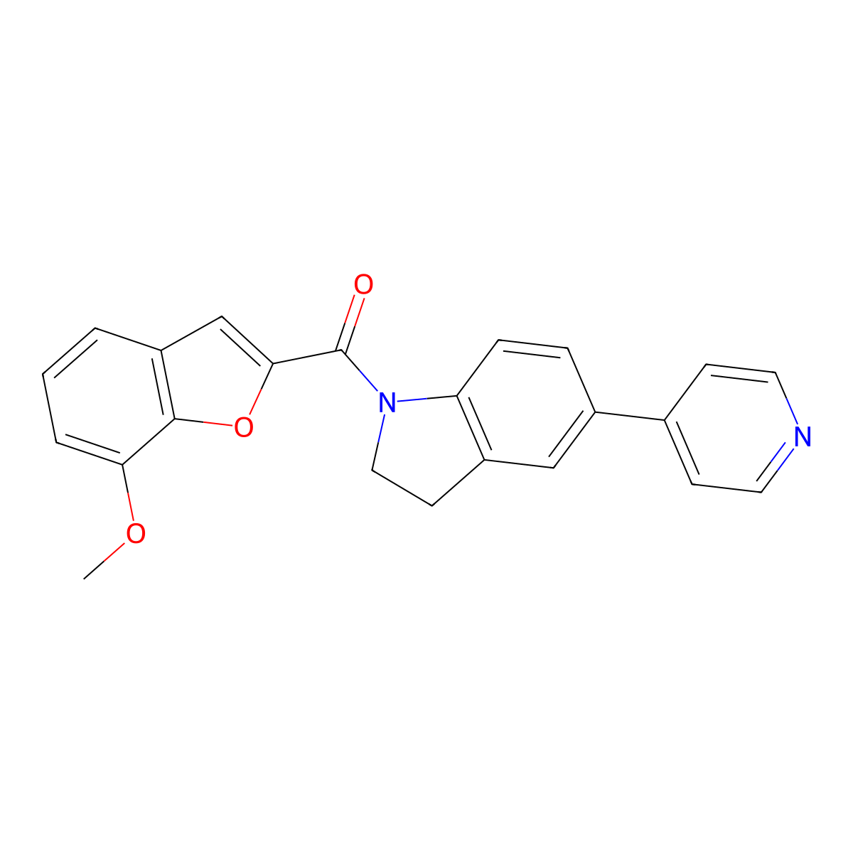 (7-Methoxybenzofuran-2-yl)(5-(pyridin-4-yl)indolin-1-yl)methanone molecular structure, CAS 2034276-09-8