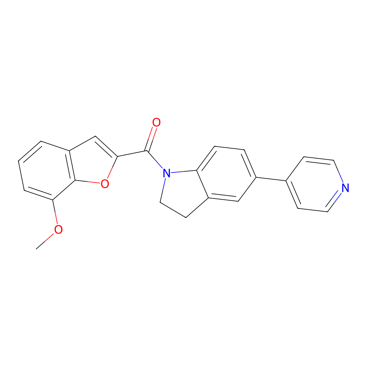 (7-Methoxybenzofuran-2-yl)(5-(pyridin-4-yl)indolin-1-yl)methanone molecular structure, CAS 2034276-09-8