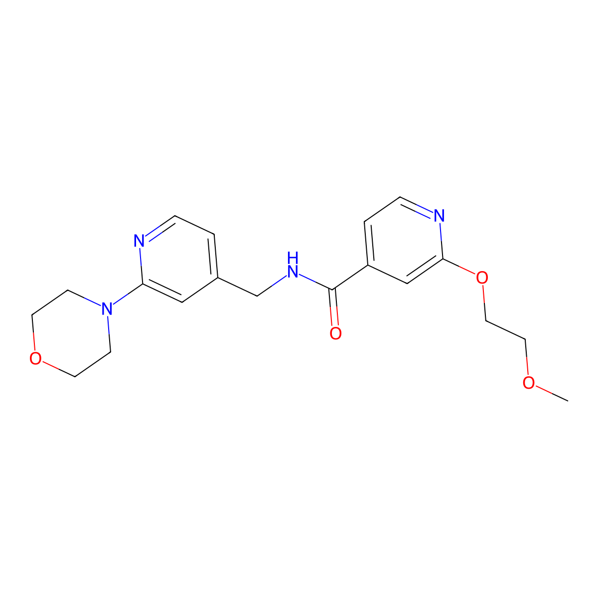 2-(2-methoxyethoxy)-N-((2-morpholinopyridin-4-yl)methyl)isonicotinamide molecular structure, CAS 2034276-10-1