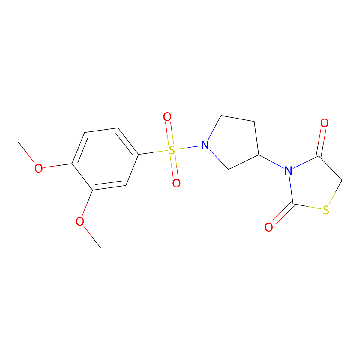 3-(1-((3,4-Dimethoxyphenyl)sulfonyl)pyrrolidin-3-yl)thiazolidine-2,4-dione molecular structure, CAS 2034276-13-4