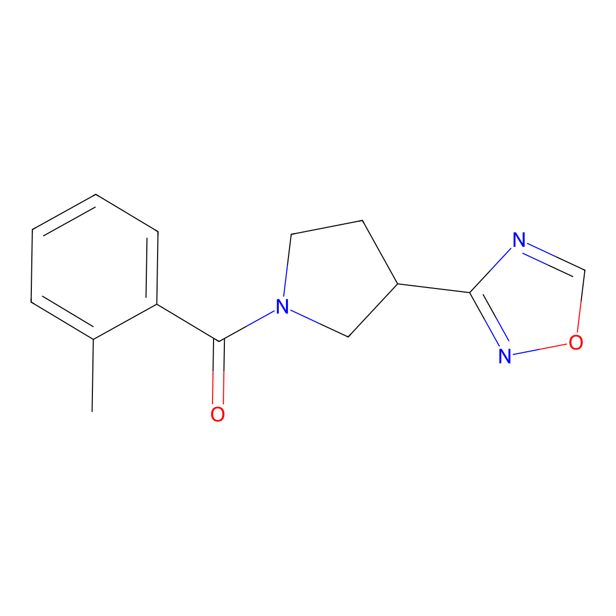 (3-(1,2,4-Oxadiazol-3-yl)pyrrolidin-1-yl)(o-tolyl)methanone molecular structure, CAS 2034276-14-5