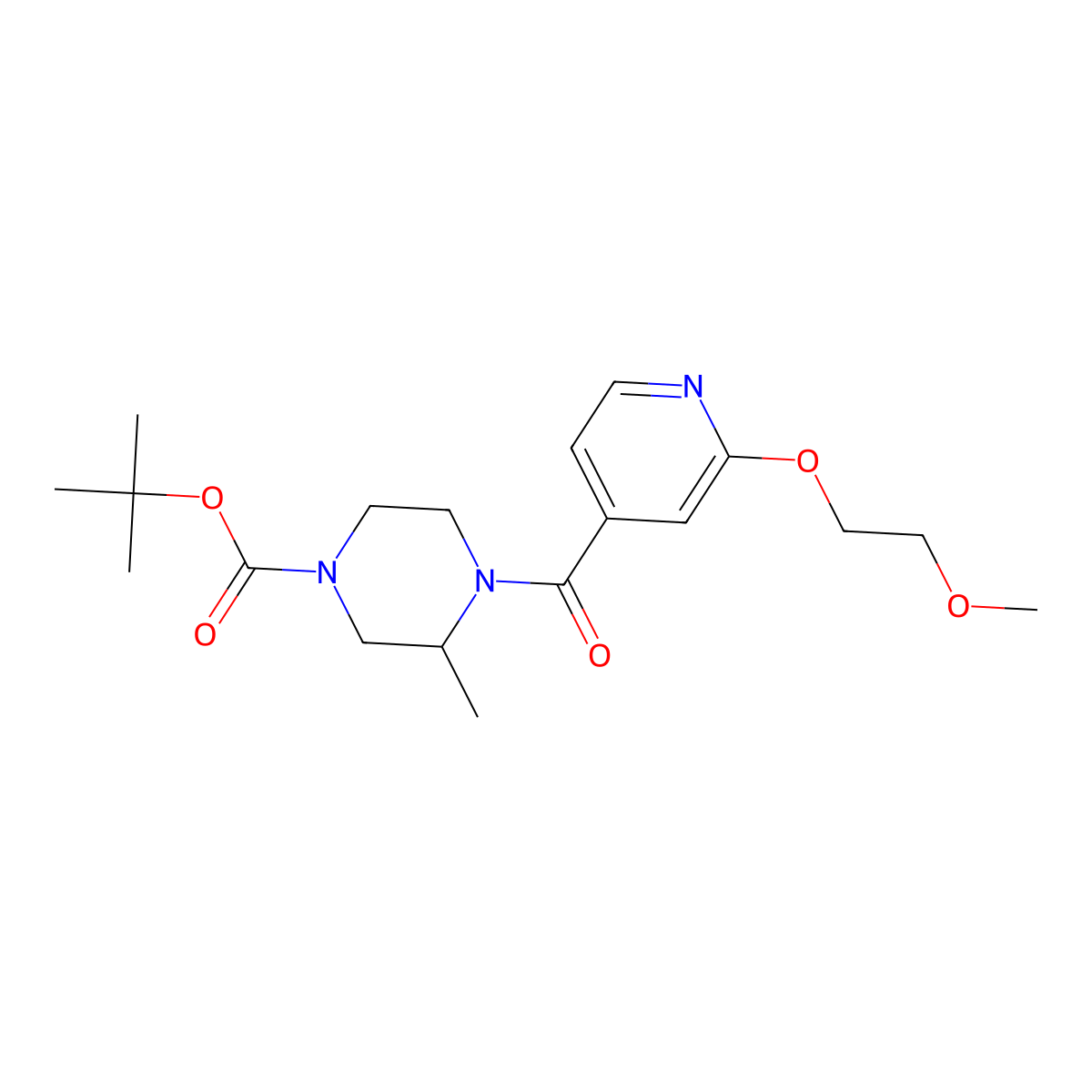 Tert-butyl 4-[2-(2-methoxyethoxy)pyridine-4-carbonyl]-3-methylpiperazine-1-carboxylate molecular structure, CAS 2034276-22-5