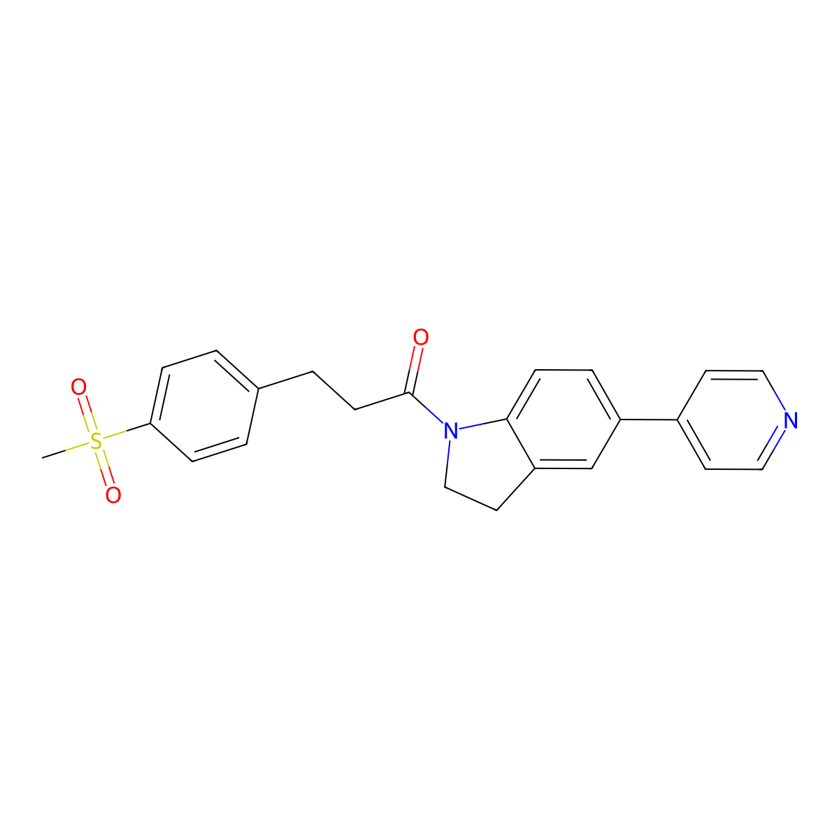 3-(4-(Methylsulfonyl)phenyl)-1-(5-(pyridin-4-yl)indolin-1-yl)propan-1-one molecular structure, CAS 2034276-23-6