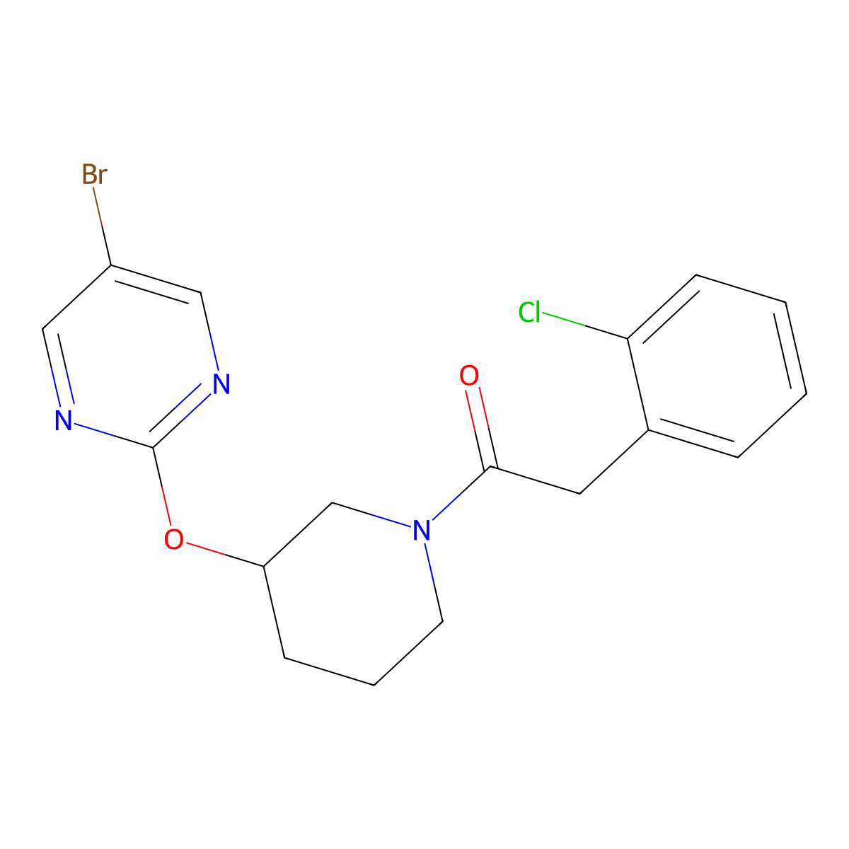 1-(3-((5-Bromopyrimidin-2-yl)oxy)piperidin-1-yl)-2-(2-chlorophenyl)ethanone molecular structure, CAS 2034276-27-0