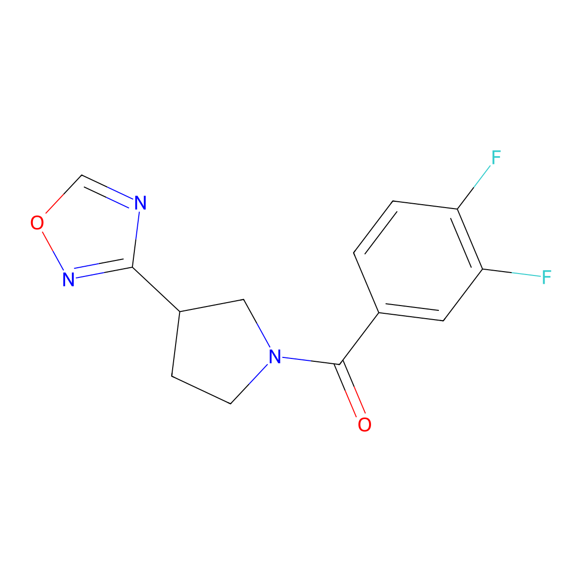 (3-(1,2,4-Oxadiazol-3-yl)pyrrolidin-1-yl)(3,4-difluorophenyl)methanone molecular structure, CAS 2034276-28-1