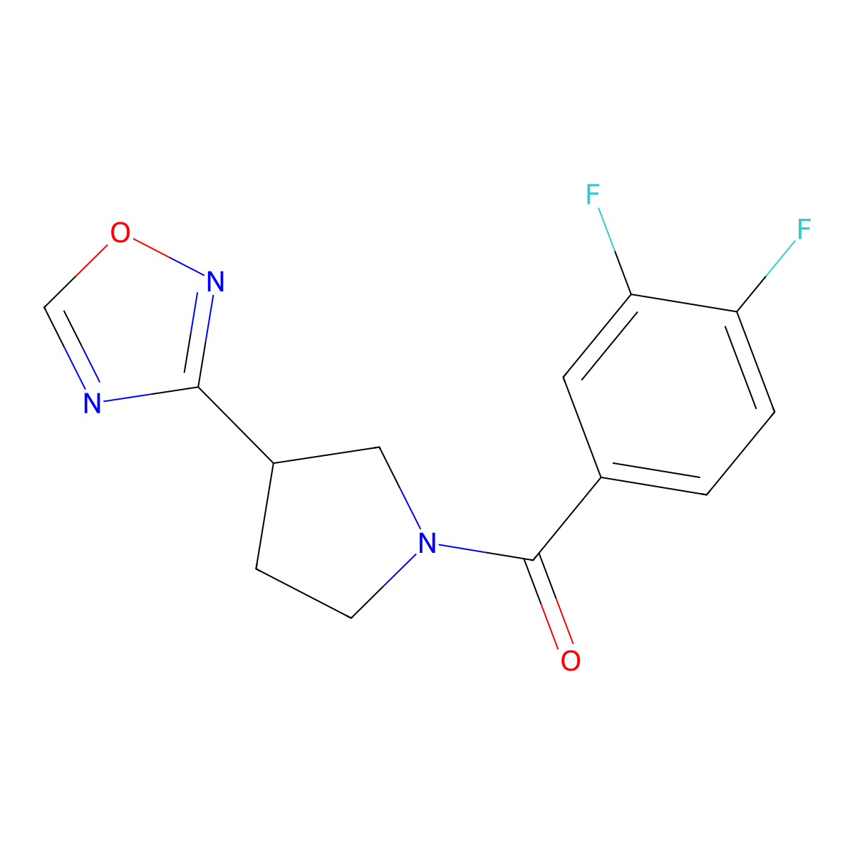 (3-(1,2,4-Oxadiazol-3-yl)pyrrolidin-1-yl)(3,4-difluorophenyl)methanone molecular structure, CAS 2034276-28-1