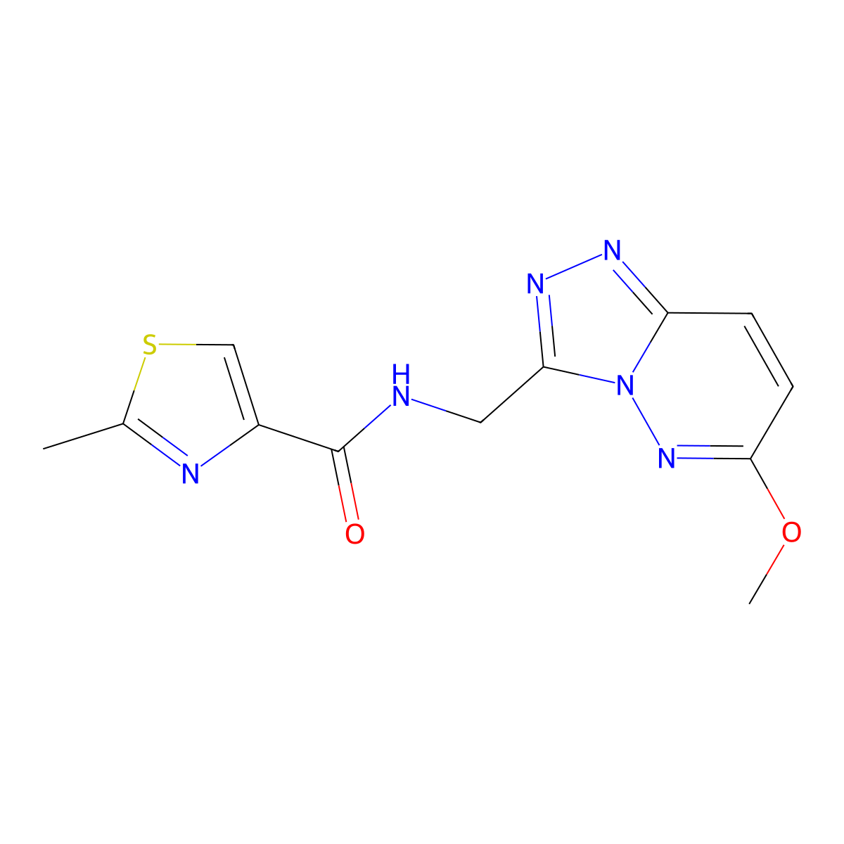 N-((6-methoxy-[1,2,4]triazolo[4,3-b]pyridazin-3-yl)methyl)-2-methylthiazole-4-carboxamide molecular structure, CAS 2034276-35-0
