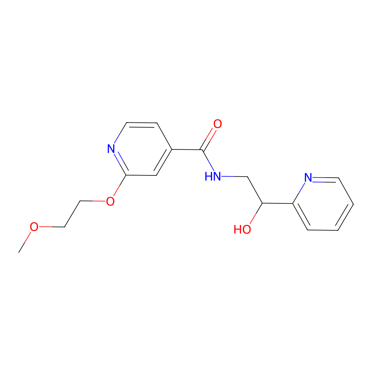 N-(2-hydroxy-2-(pyridin-2-yl)ethyl)-2-(2-methoxyethoxy)isonicotinamide molecular structure, CAS 2034276-40-7