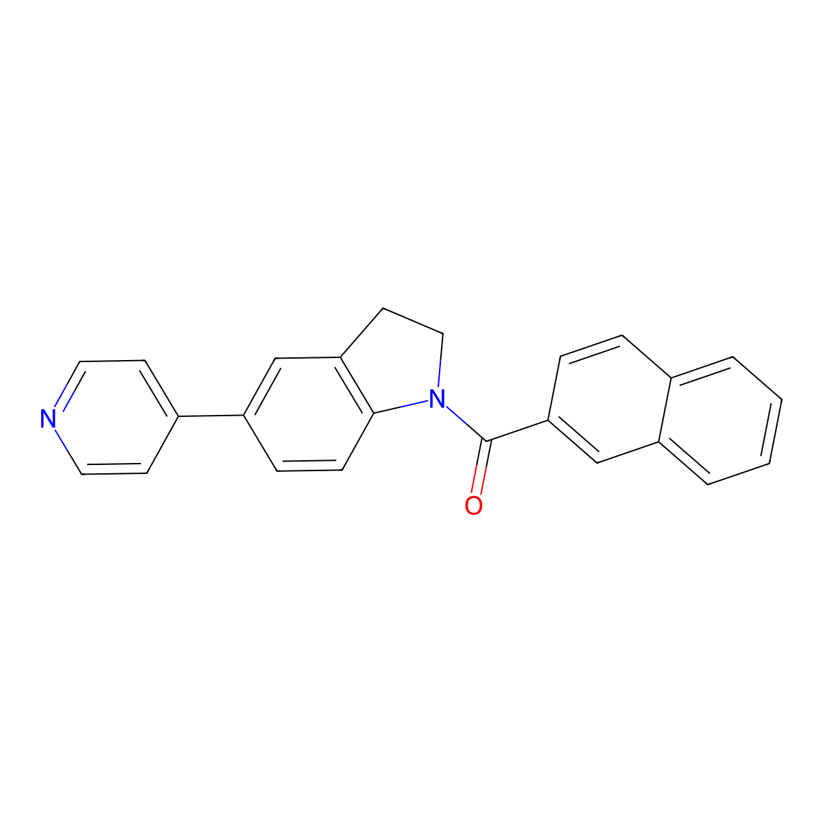 Naphthalen-2-yl(5-(pyridin-4-yl)indolin-1-yl)methanone molecular structure, CAS 2034276-45-2