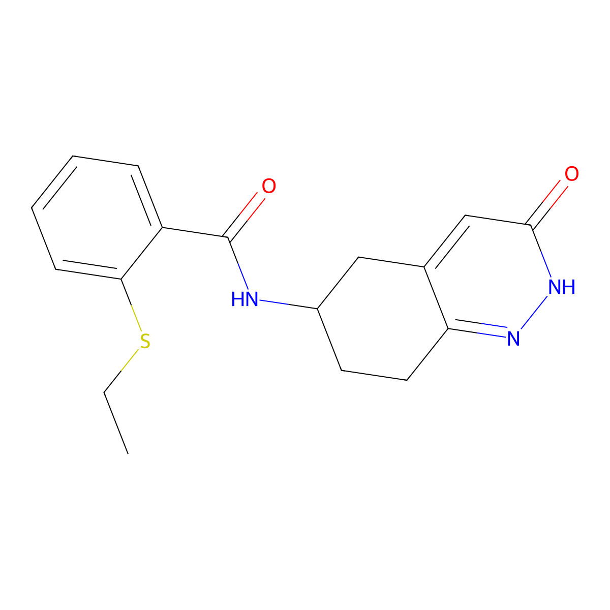 2-(ethylthio)-N-(3-oxo-2,3,5,6,7,8-hexahydrocinnolin-6-yl)benzamide molecular structure, CAS 2034276-46-3