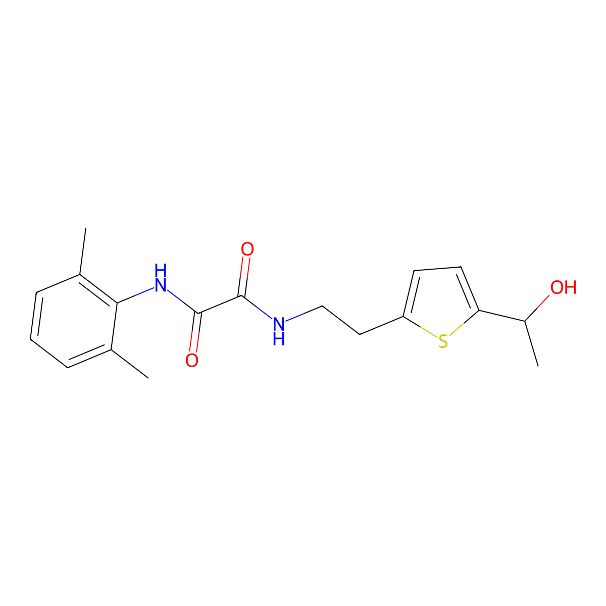 N1-(2,6-dimethylphenyl)-N2-(2-(5-(1-hydroxyethyl)thiophen-2-yl)ethyl)oxalamide molecular structure, CAS 2034276-51-0