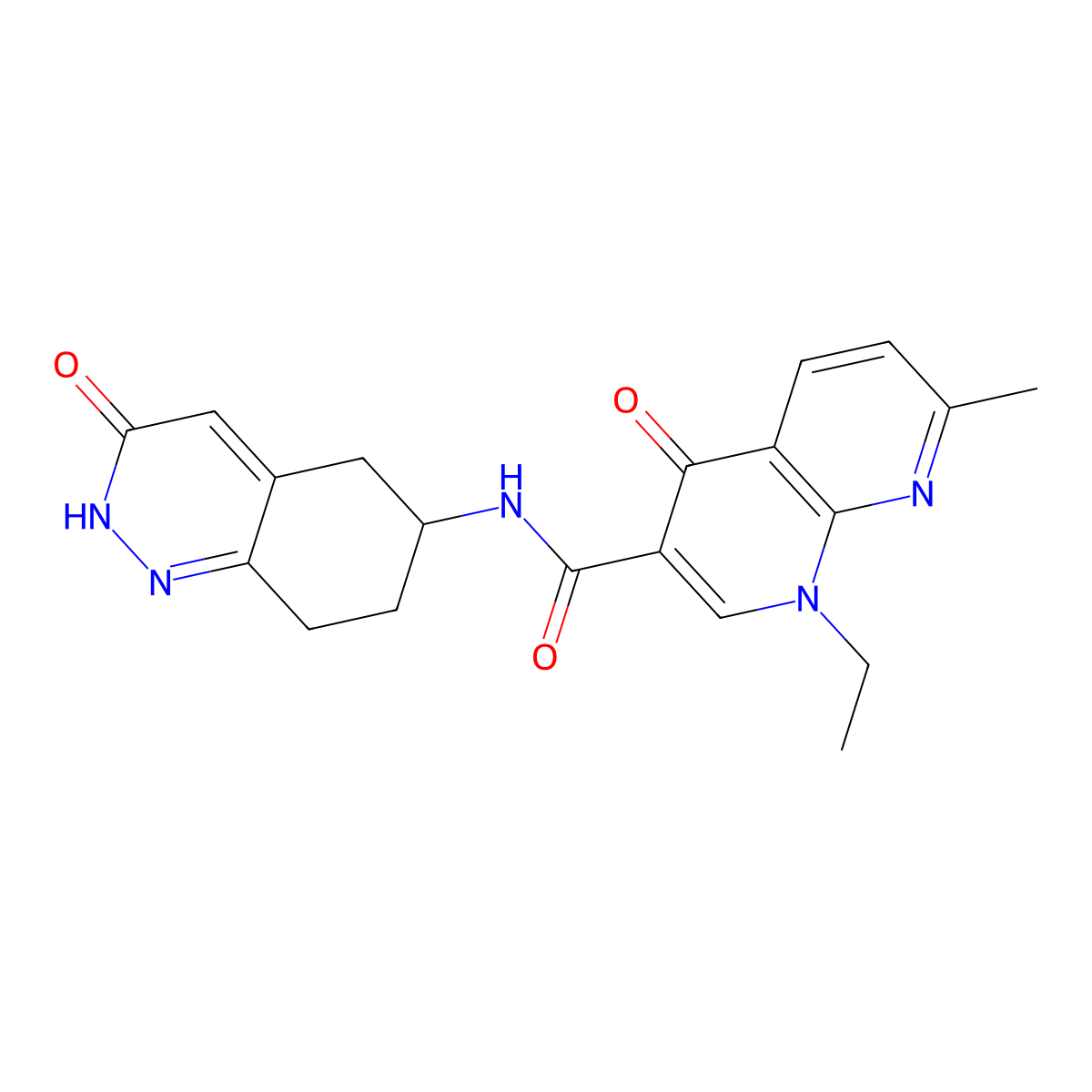 1-ethyl-7-methyl-4-oxo-N-(3-oxo-2,3,5,6,7,8-hexahydrocinnolin-6-yl)-1,4-dihydro-1,8-naphthyridine-3-carboxamide molecular structure, CAS 2034276-52-1