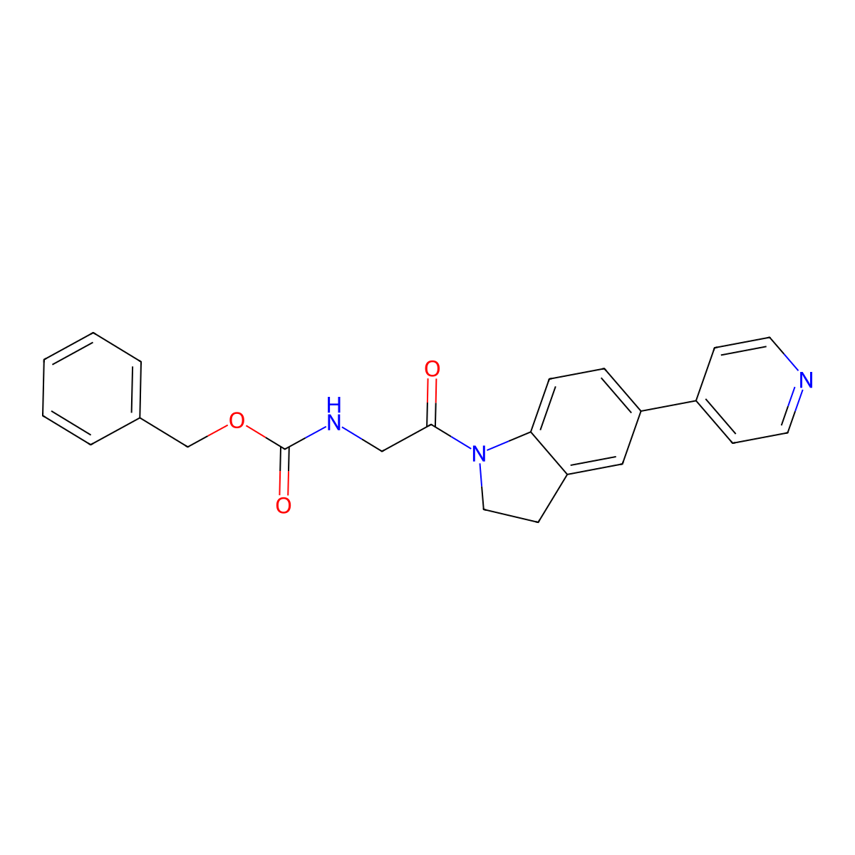 Benzyl (2-oxo-2-(5-(pyridin-4-yl)indolin-1-yl)ethyl)carbamate molecular structure, CAS 2034276-53-2