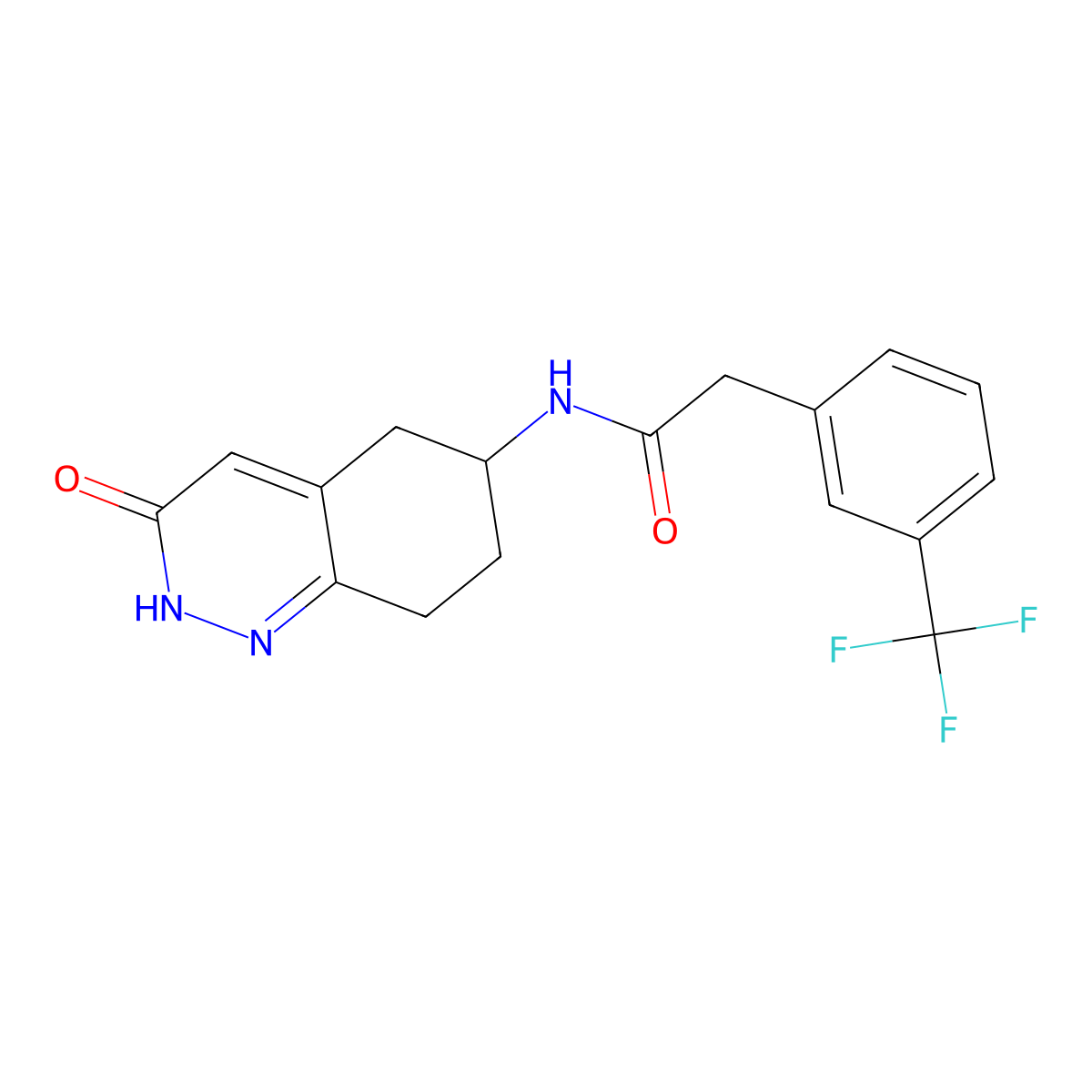 N-(3-oxo-2,3,5,6,7,8-hexahydrocinnolin-6-yl)-2-(3-(trifluoromethyl)phenyl)acetamide molecular structure, CAS 2034276-55-4