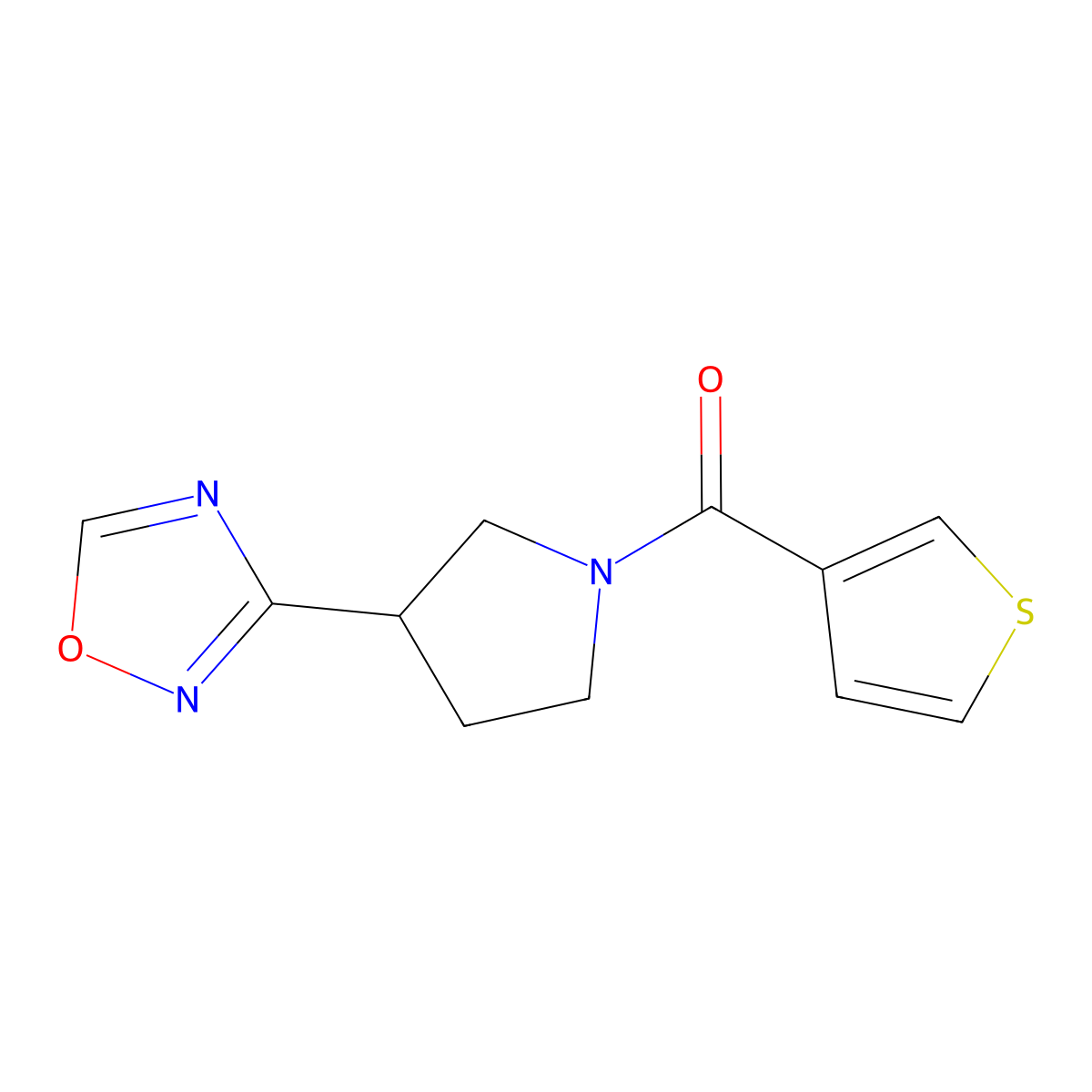 (3-(1,2,4-Oxadiazol-3-yl)pyrrolidin-1-yl)(thiophen-3-yl)methanone molecular structure, CAS 2034276-68-9