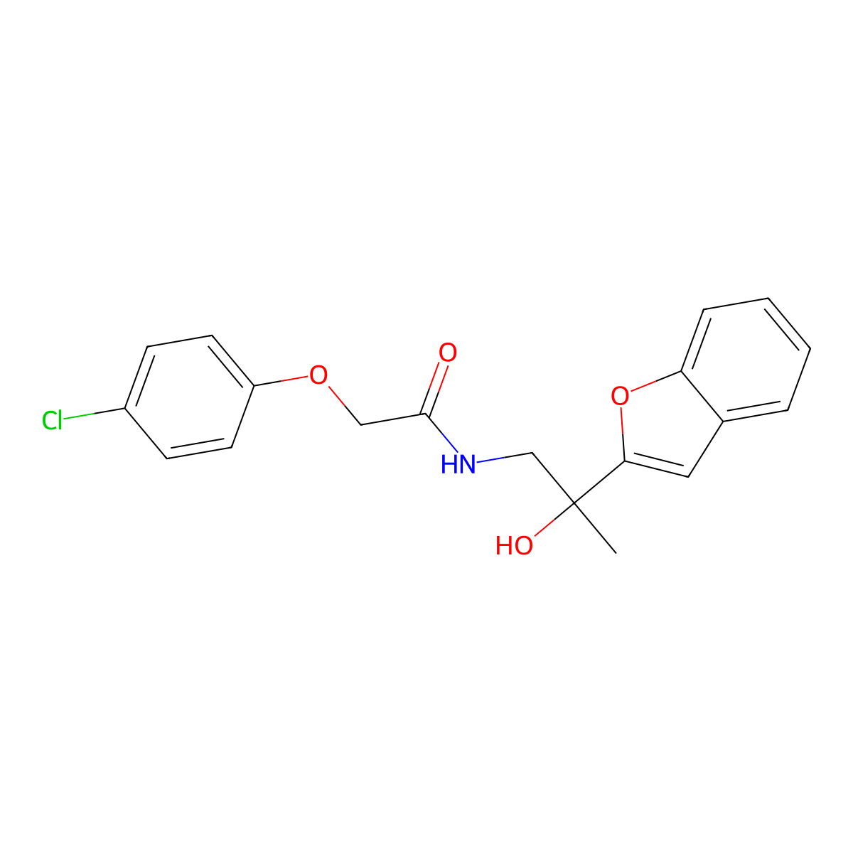 N-(2-(benzofuran-2-yl)-2-hydroxypropyl)-2-(4-chlorophenoxy)acetamide molecular structure, CAS 2034276-70-3