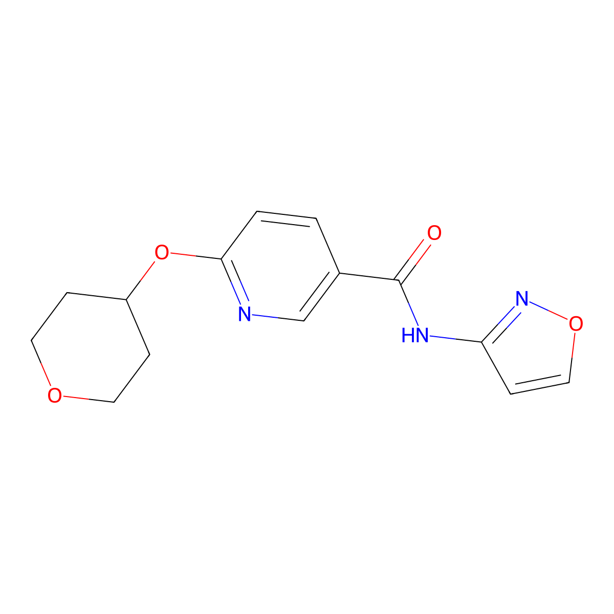 N-(isoxazol-3-yl)-6-((tetrahydro-2H-pyran-4-yl)oxy)nicotinamide molecular structure, CAS 2034276-71-4