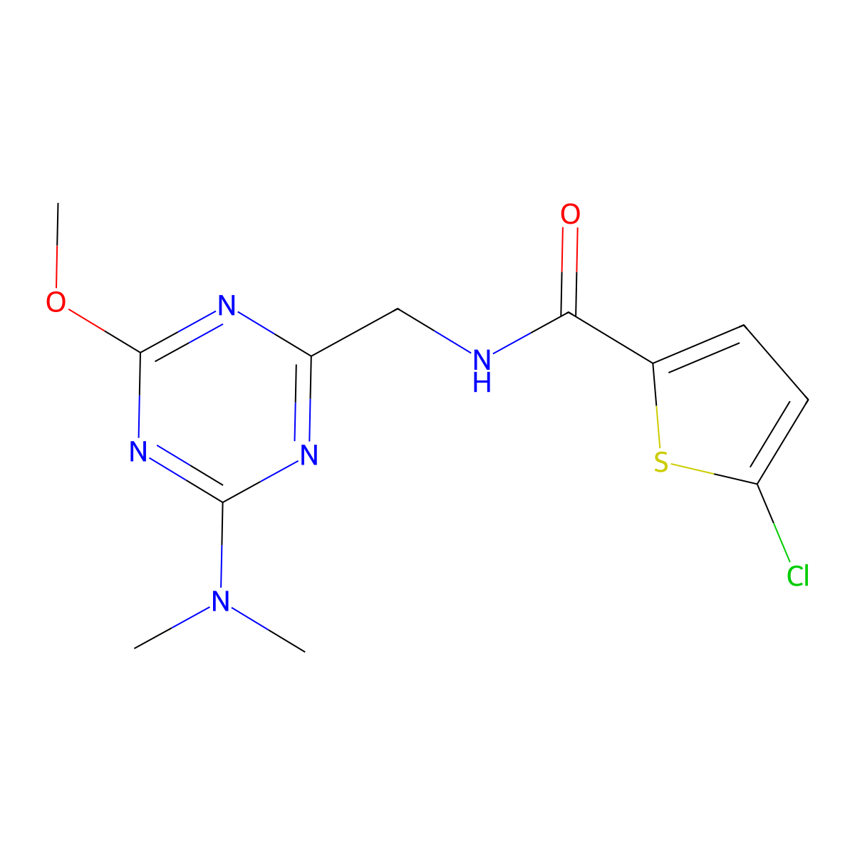 5-chloro-N-{[4-(dimethylamino)-6-methoxy-1,3,5-triazin-2-yl]methyl}thiophene-2-carboxamide molecular structure, CAS 2034276-73-6