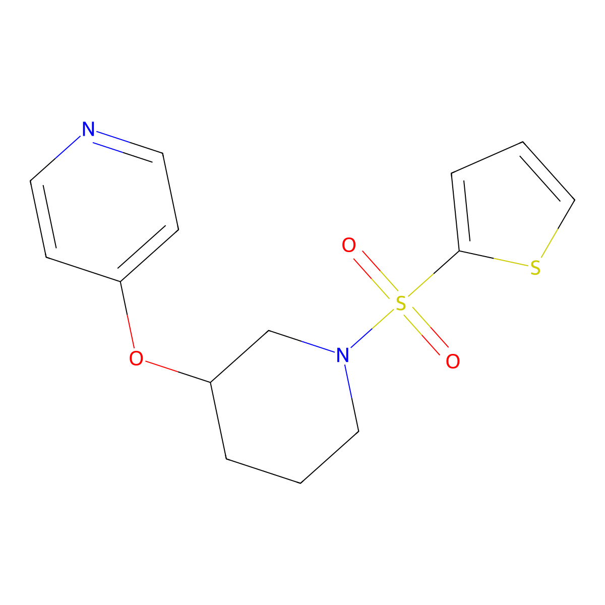 4-((1-(Thiophen-2-ylsulfonyl)piperidin-3-yl)oxy)pyridine molecular structure, CAS 2034276-76-9