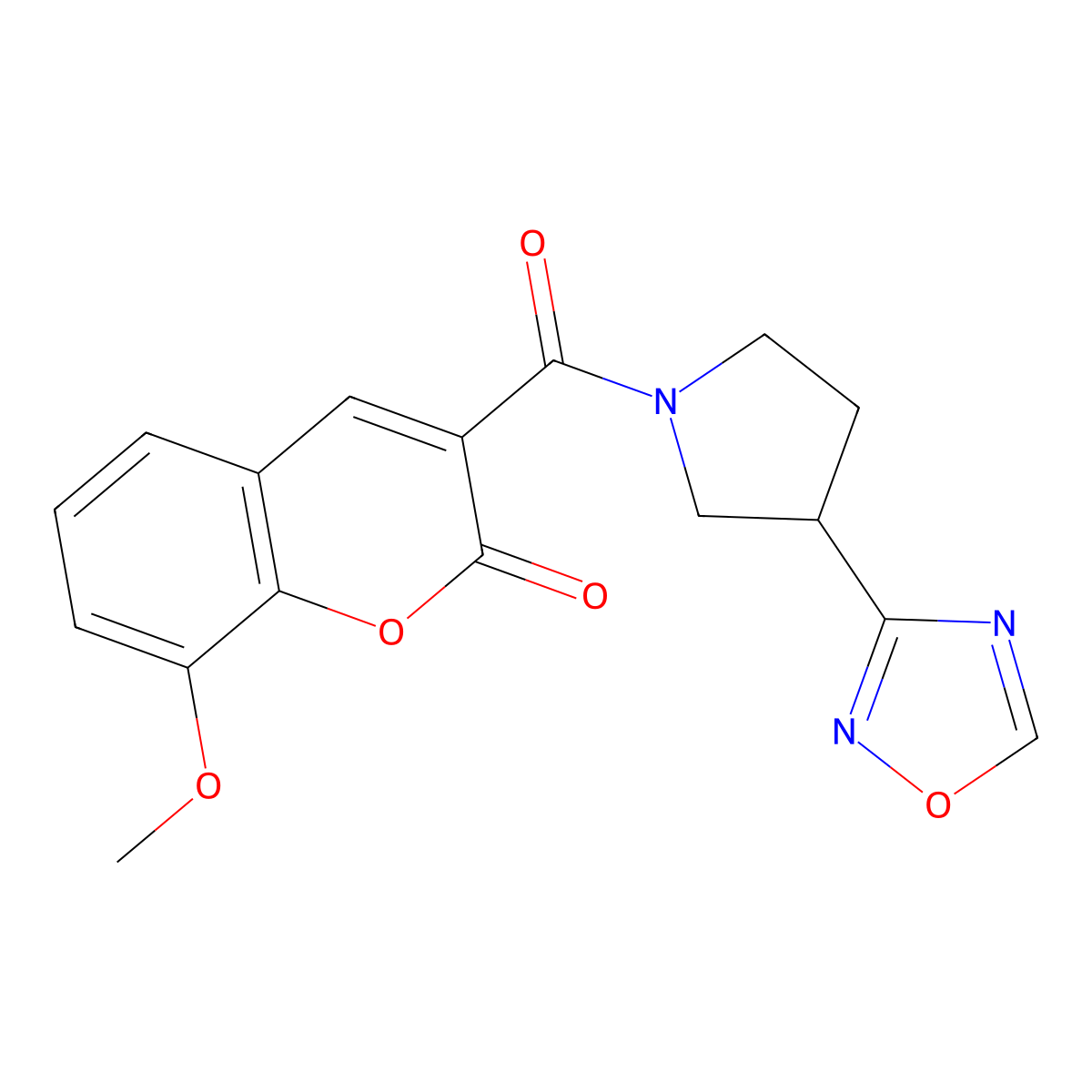 3-(3-(1,2,4-oxadiazol-3-yl)pyrrolidine-1-carbonyl)-8-methoxy-2H-chromen-2-one molecular structure, CAS 2034276-77-0