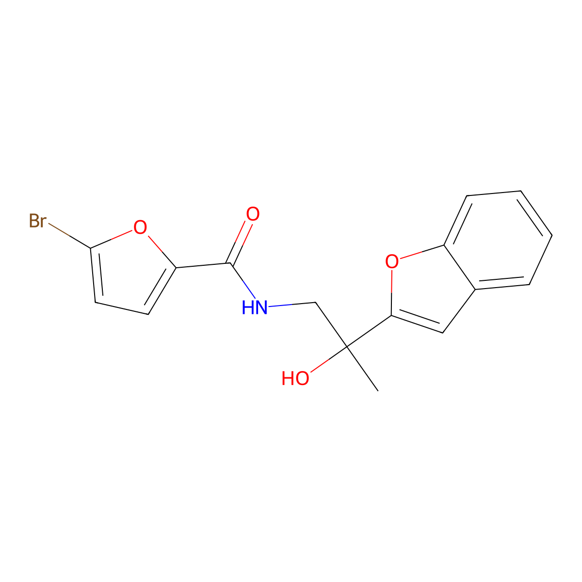 N-(2-(benzofuran-2-yl)-2-hydroxypropyl)-5-bromofuran-2-carboxamide molecular structure, CAS 2034276-82-7